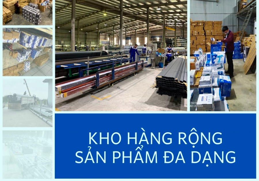 Kho hàng rộng đa dạng sản phẩm.