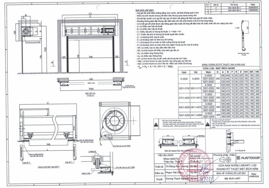 bản vẽ cấu tạo cửa cuốn l120