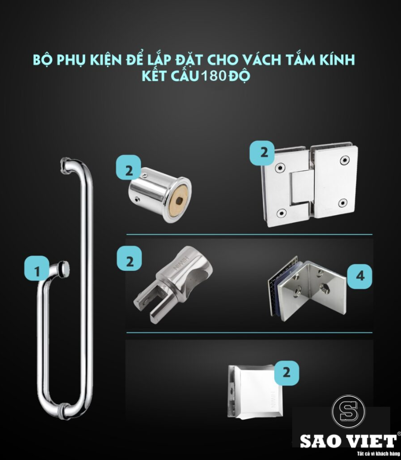 Phụ Kiện Phòng Tắm Kính 180 Độ