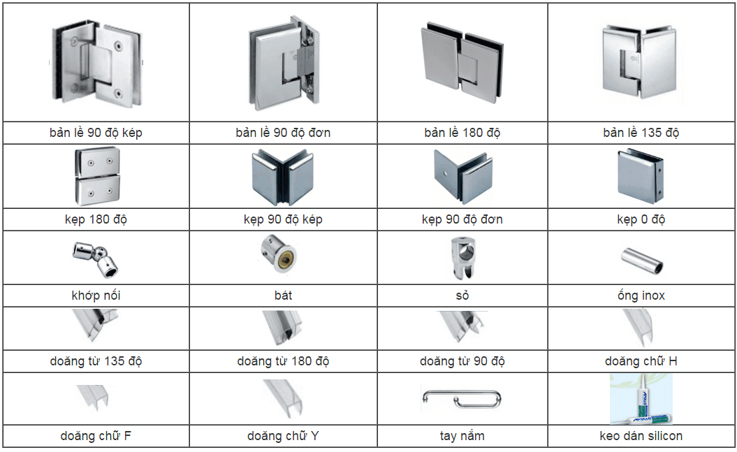 Phụ kiện phòng tắm kính.