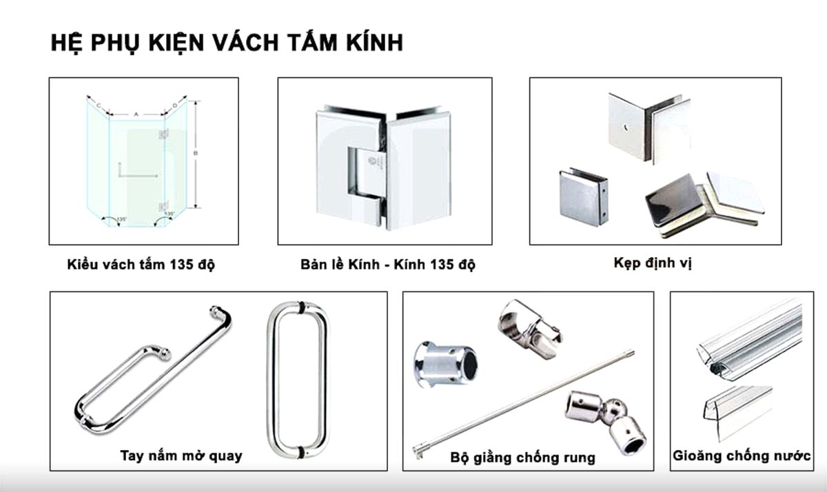 Phụ Kiện Phòng Tắm Kính 135 Độ