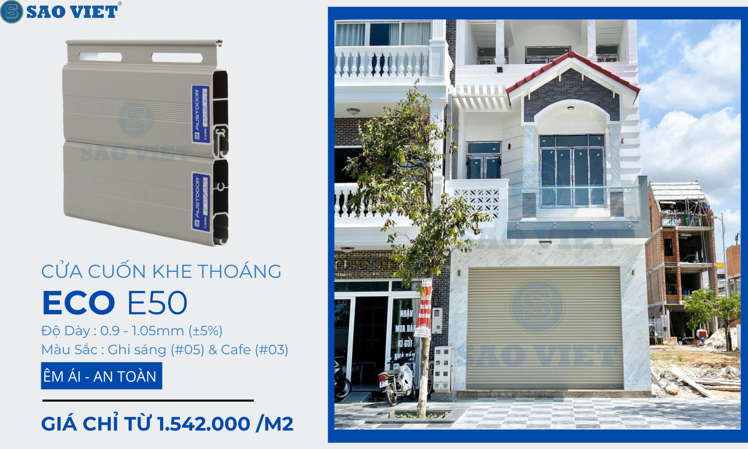 Cửa Cuốn Khe Thoáng Austdoor E50 - Êm ái - An Toàn