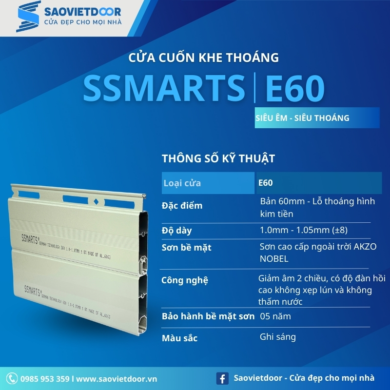 Cửa Cuốn Khe Thoáng SSmarts E60