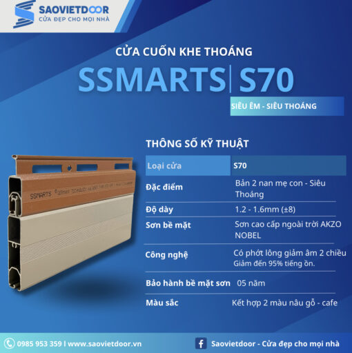 Thông số kỹ thuật của cửa cuốn khe thoáng Ssmarts S70