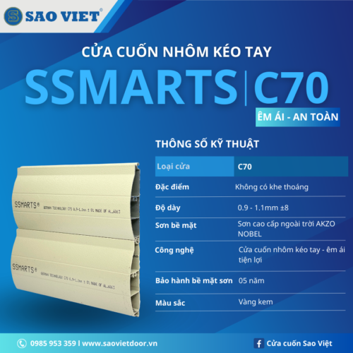 Cửa Cuốn Nhôm Kéo Tay SSMARTS C70