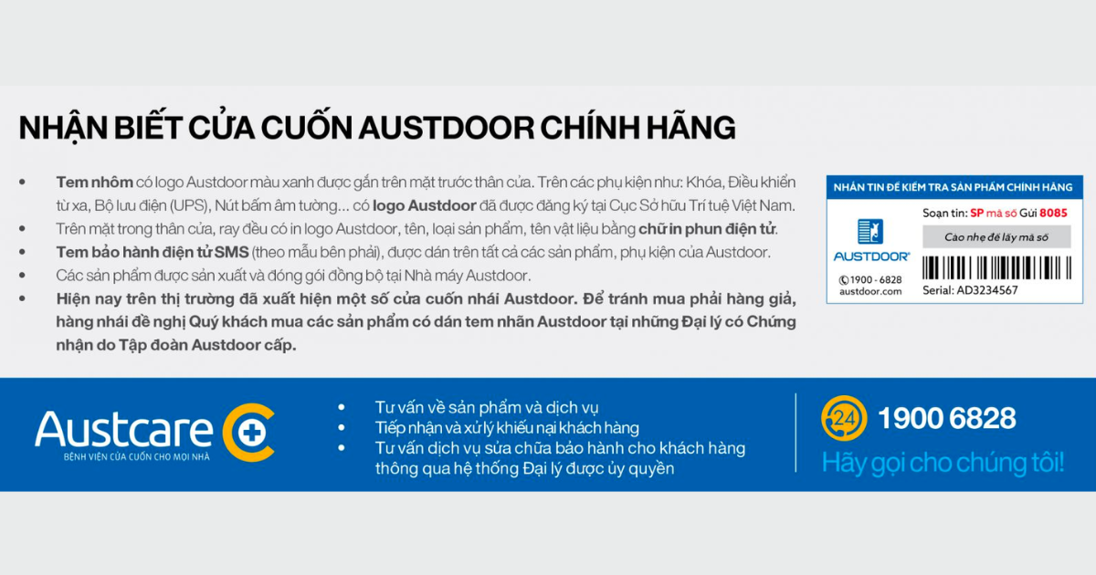 Nhận biết cửa cuốn austdoor chính hãng