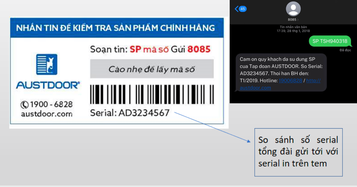 Cách kiểm tra bảo hành trên nhãn mác cửa cuốn Austdoor chính hãng