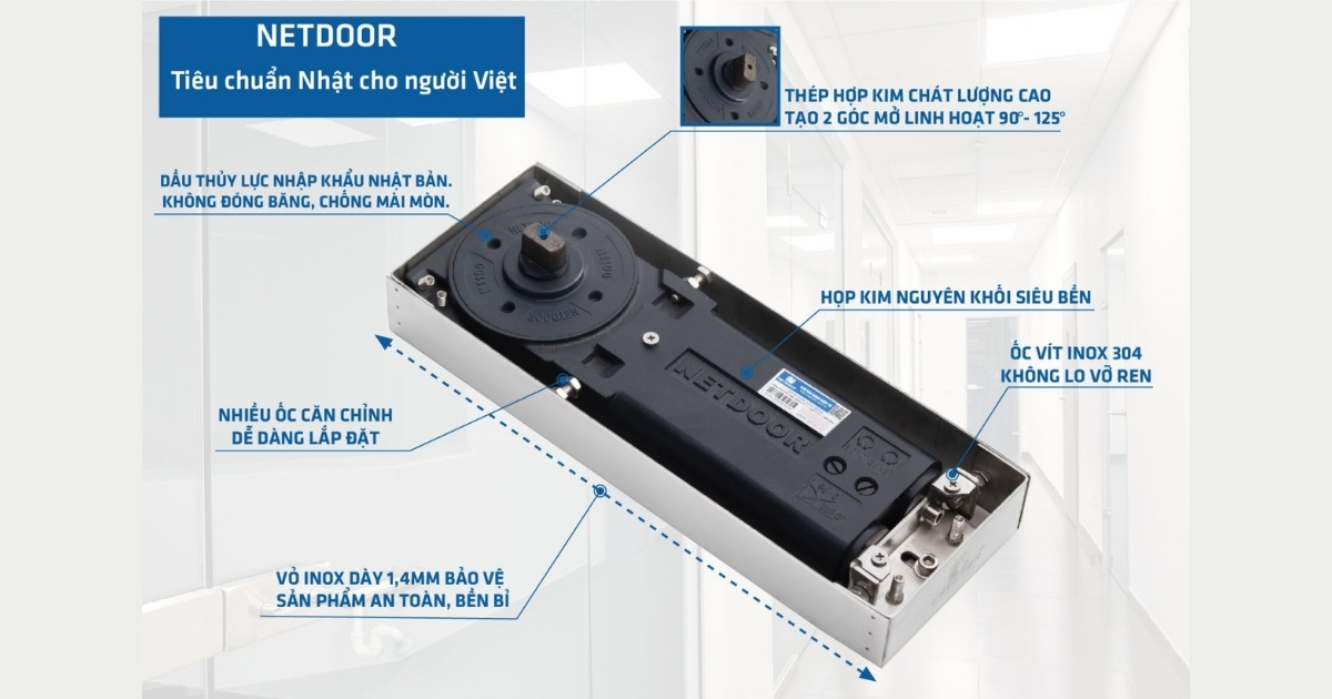 Đặc điểm cấu tạo của bản lề sàn Netdoor