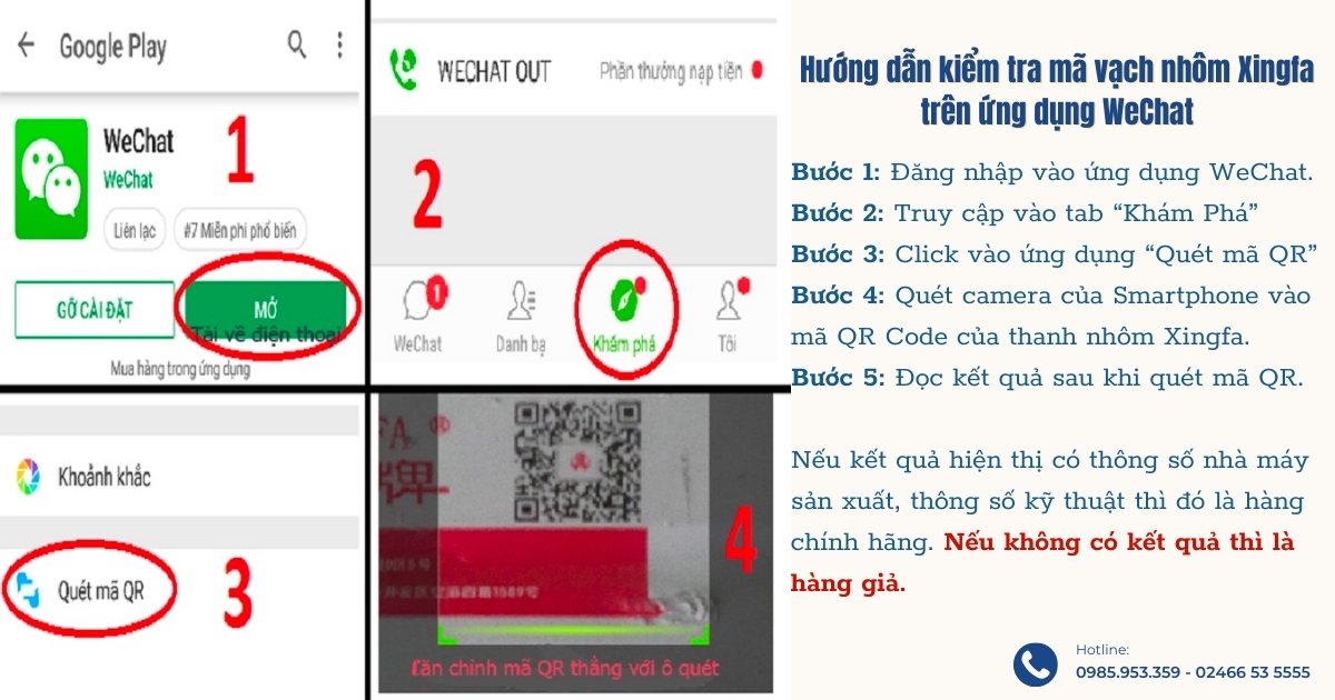 Kiểm tra nhôm Xingfa thật giả bằng cách quét mã QR.