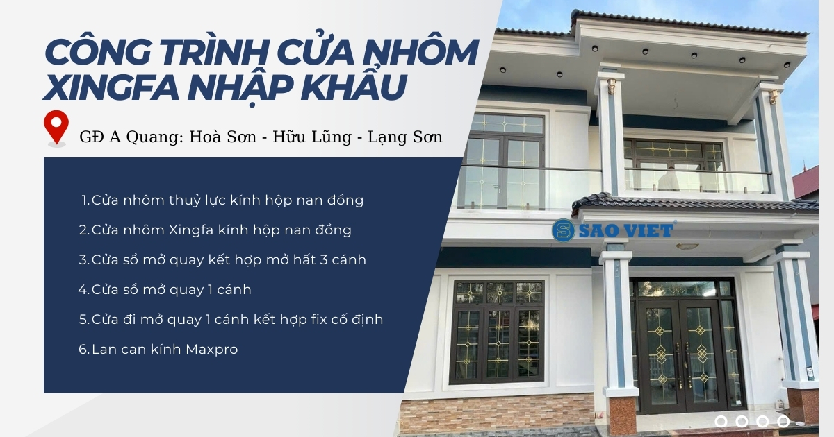 Công trình cửa nhôm Xingfa Nhập Khẩu cao cấp tại Hữu Lũng - Lạng Sơn.