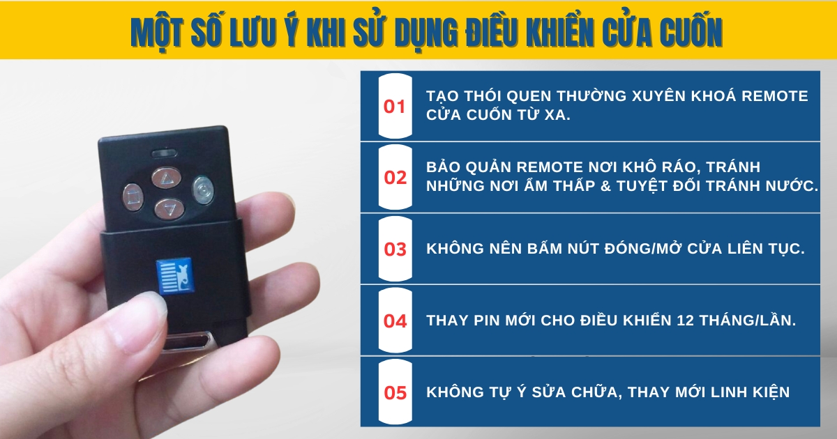 Lưu ý khi sử dụng điều khiển cửa cuốn.