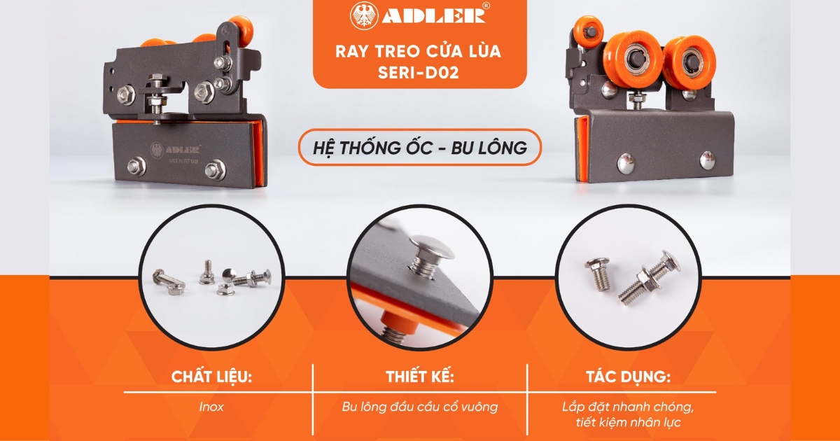 Ray treo cửa lùa Adler