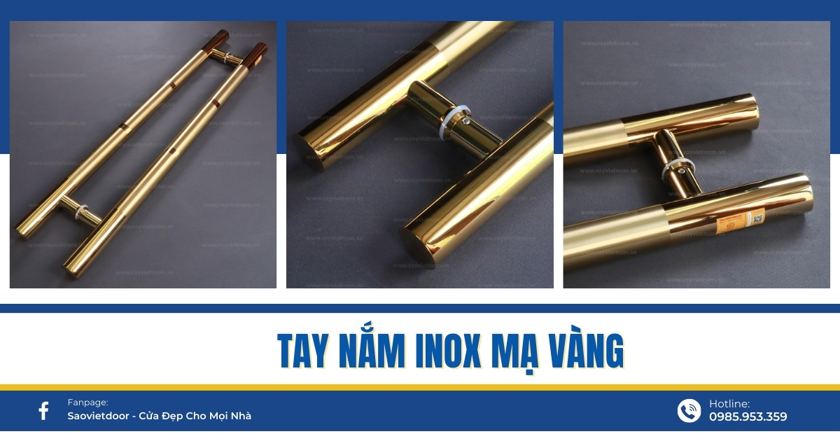 Tay nắm inox mạ vàng mang đến vẻ đẹp hiện đại, quý phái.