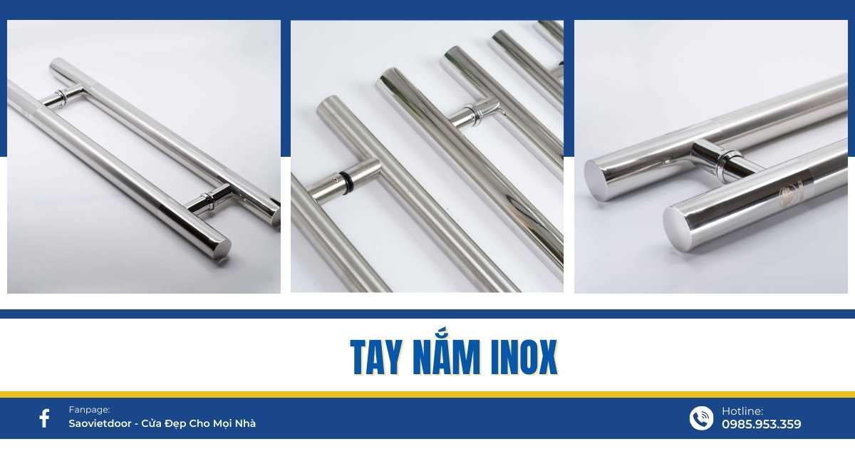 Tay nắm cầm inox chữ H với thiết kế đơn giản, sử dụng cho nhiều mẫu cửa kính.