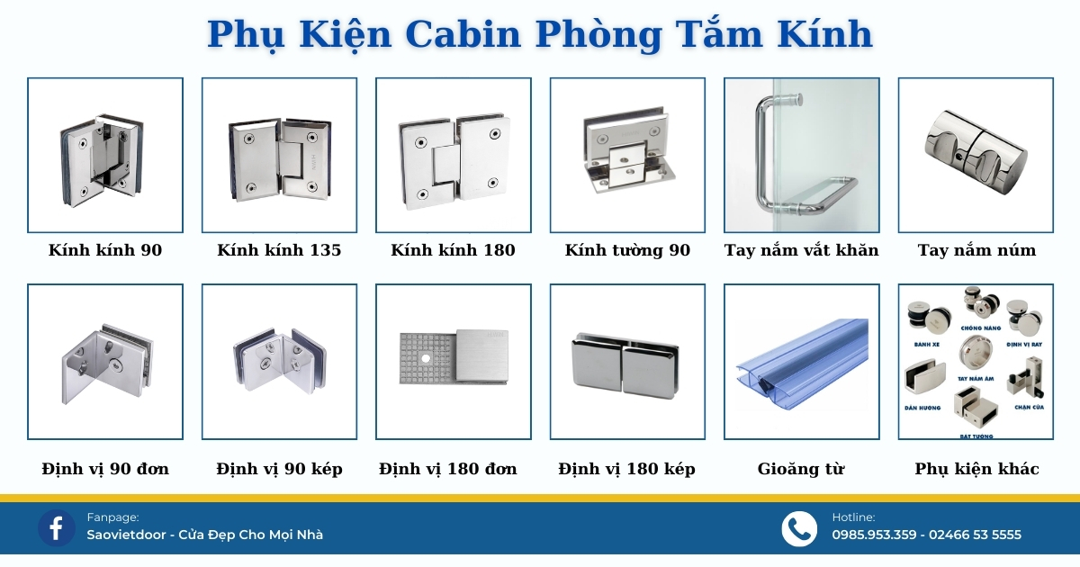 Phụ kiện kính - Cabin phòng tắm kính.